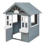 Casinha de Jogo Exterior VESA em Madeira de Pinho 138x120x102cm – Cinza/Branco – casa.pro