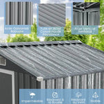 Abrigo de Jardim Exterior em Metal 2,34m² 196x142cm – 4 Aerações, Porta Deslizante e Rampa