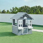 Casinha de Jogo Exterior VESA em Madeira de Pinho 138x120x102cm – Cinza/Branco – casa.pro