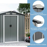Abrigo de Jardim Exterior em Metal 2,34m² 196x142cm – 4 Aerações, Porta Deslizante e Rampa