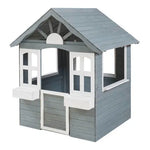 Casinha de Jogo Exterior VESA em Madeira de Pinho 138x120x102cm – Cinza/Branco – casa.pro