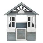 Casinha de Jogo Exterior VESA em Madeira de Pinho 138x120x102cm – Cinza/Branco – casa.pro
