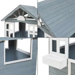 Casinha de Jogo Exterior VESA em Madeira de Pinho 138x120x102cm – Cinza/Branco – casa.pro