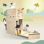 Cabana Torre Pirata em Madeira com Caixa de Areia – SOULET – 3 a 12 Anos – 6 Crianças